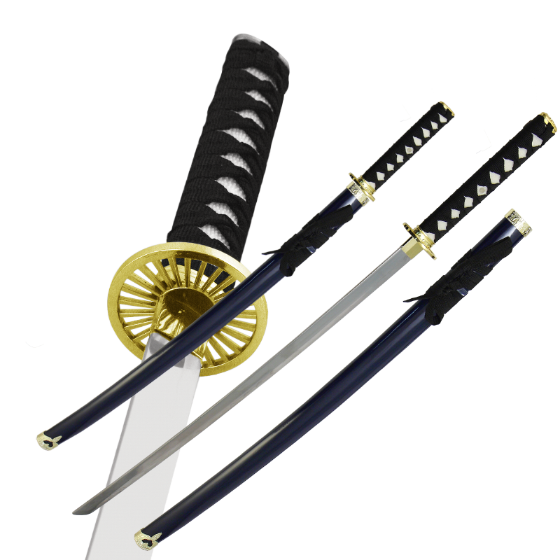 Набор самурайских мечей, 2 шт. Ножны черные,гарда "золотое солнце"