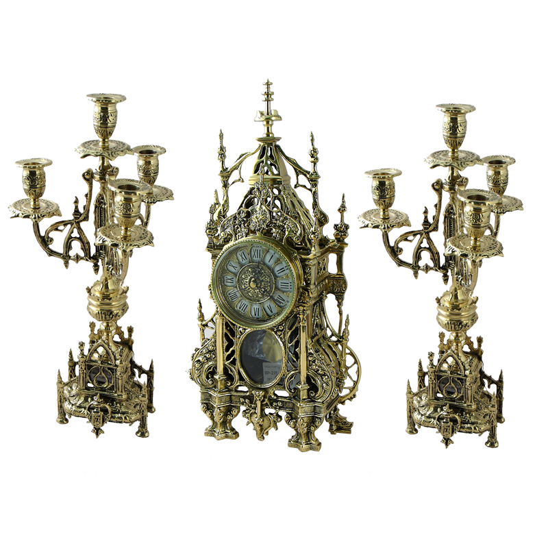 Каминные часы с канделябрами "Кафедральные", 45*23, 44*23 см.