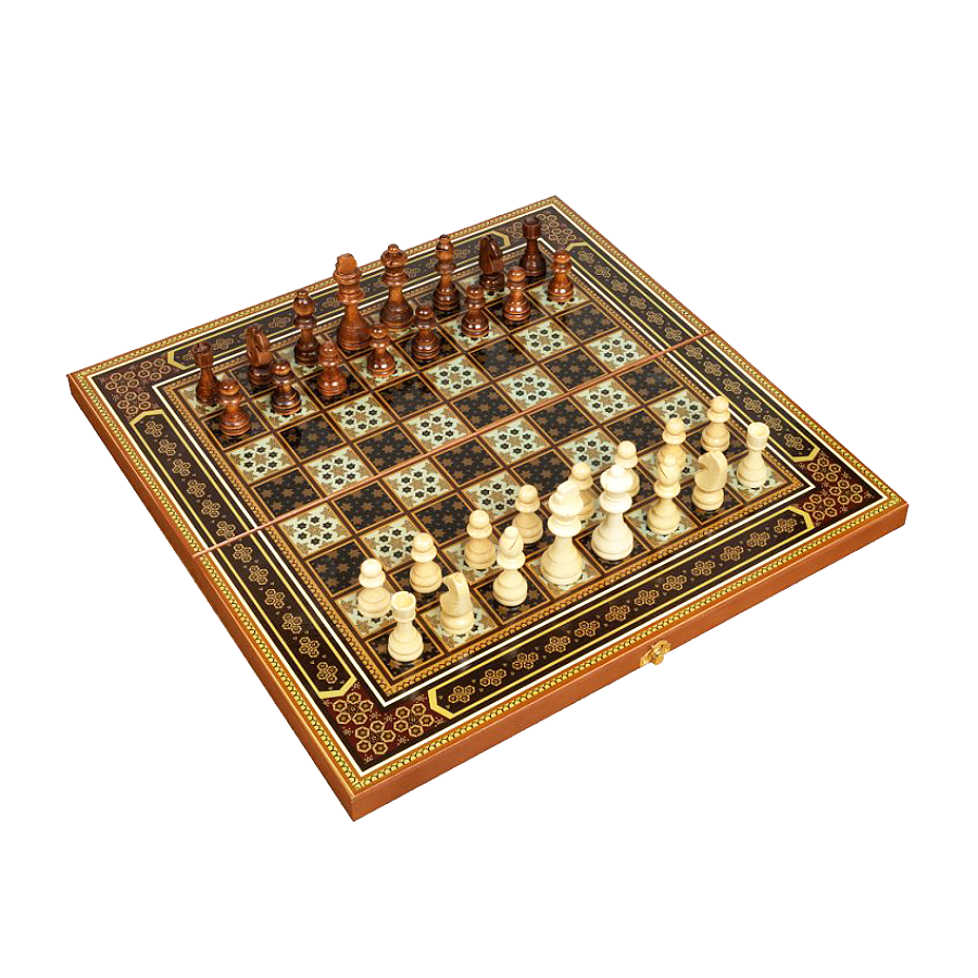 Подарочный набор игр шахматы, нарды, шашки с доской  Восточная мозаика