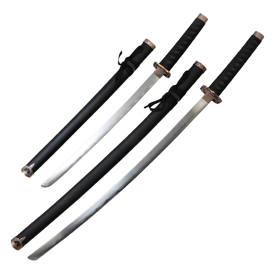 Набор самурайских мечей, 2 шт. Ножны черные, цуба- медная