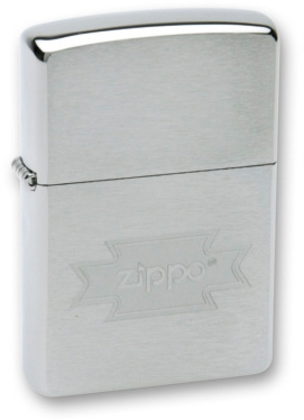 Зажигалка ZIPPO "Zippo", с покрытием Brushed Chrome, латунь/сталь, серебристая, матовая, 36x12x56 мм