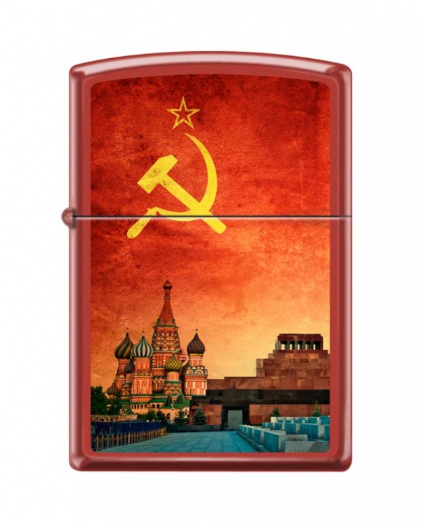 Зажигалка ZIPPO Красная Москва, с покрытием Red Matte, латунь/сталь, красная, матовая, 36x12x56 мм