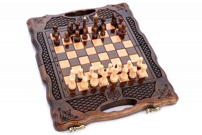 Шахматы + нарды резные "Гарде" 39*30*3 см.